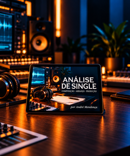 Tablet com a apresentação Análise de Single, de André Mendonça